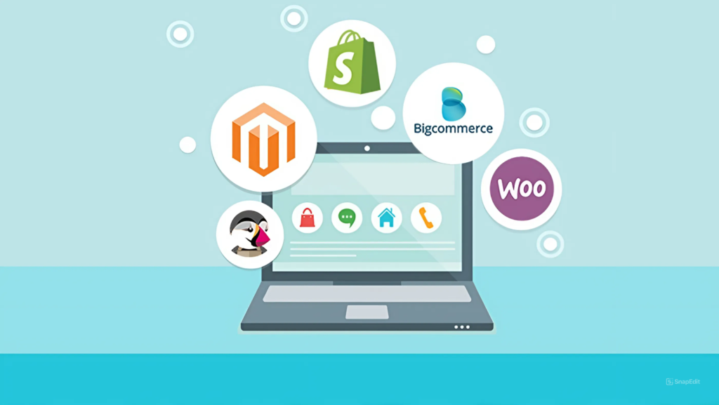 Top 5 e-commerce platforms in 2020 including Shopify, Magento, WooCommerce, BigCommerce, and OpenCart | Source: ITPlus